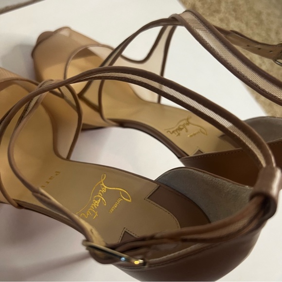 NWT Authentic Christian Louboutin Mariacar 120 Rete/Nappa 9B Strapped Heels - Picture 12 of 16